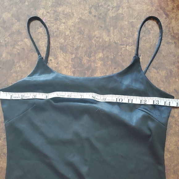 Black Ribbed Bodycon Mini Dress with Spaghetti Straps - Picture 6 of 7